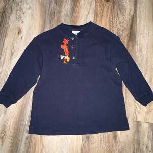 Vintage kids Disney Mickey embroidered waffle XS (size 4) navy Disney store